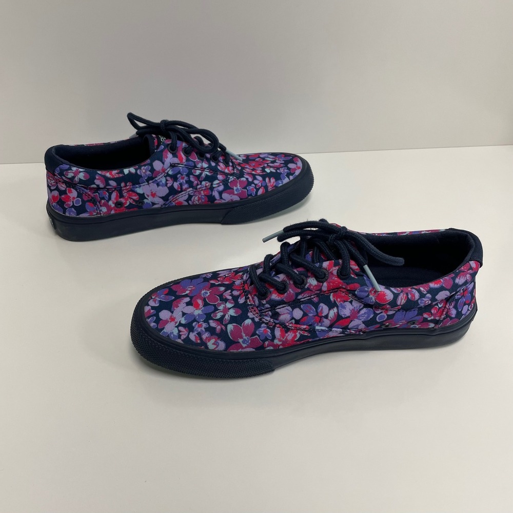 Sperry Striper II CVO Tokyo Men's 7.5 Navy Floral Cherry Blossom Shoes Sneakers‎ - Picture 2 of 8